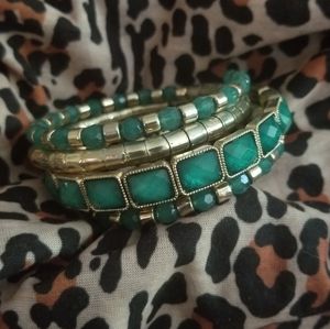 3/$10 Green & Gold Gem Braclet